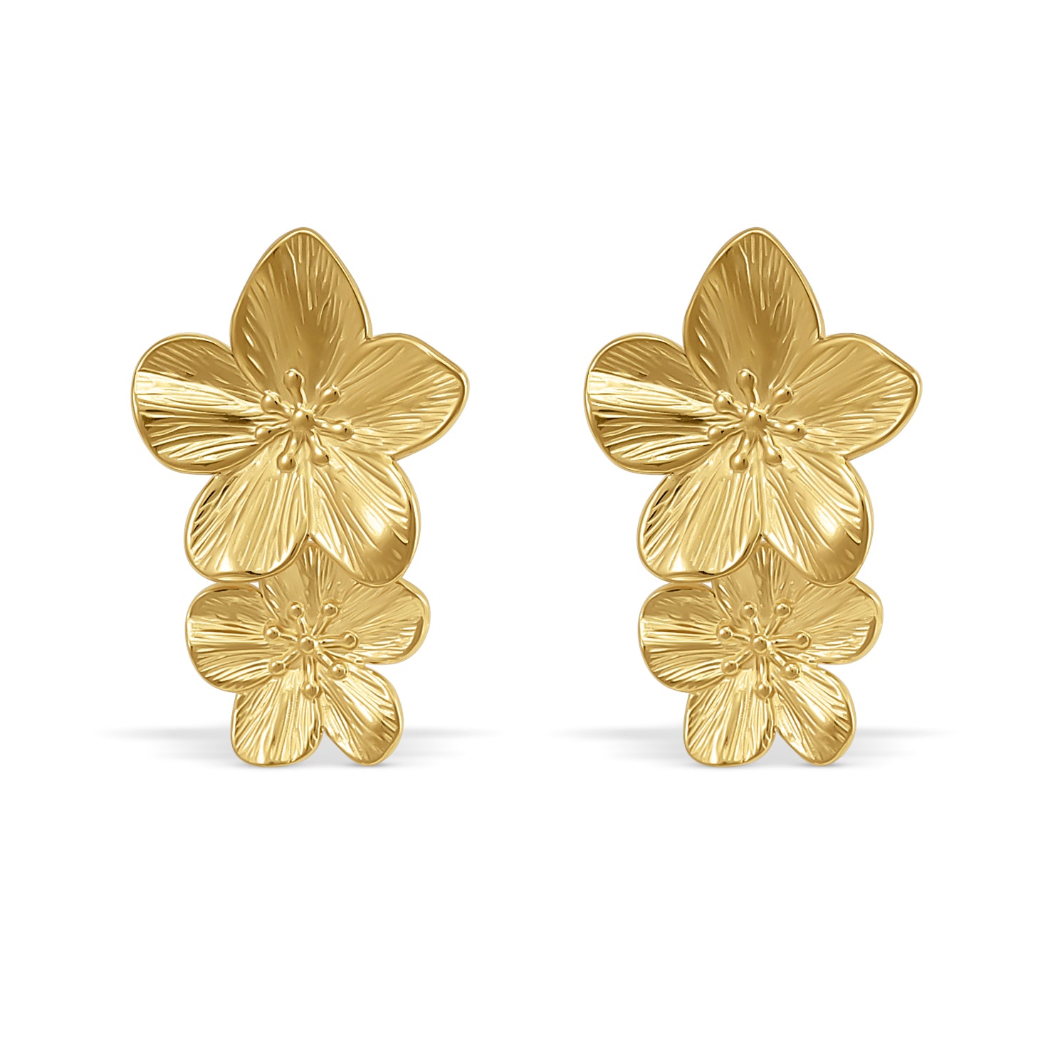 BOUCLES D’OREILLES FLEURS DOUBLES
