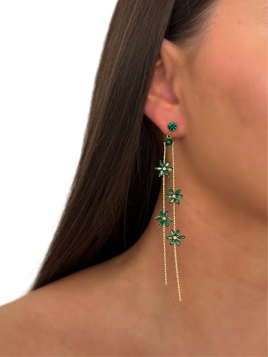 Green Flowers Earrings