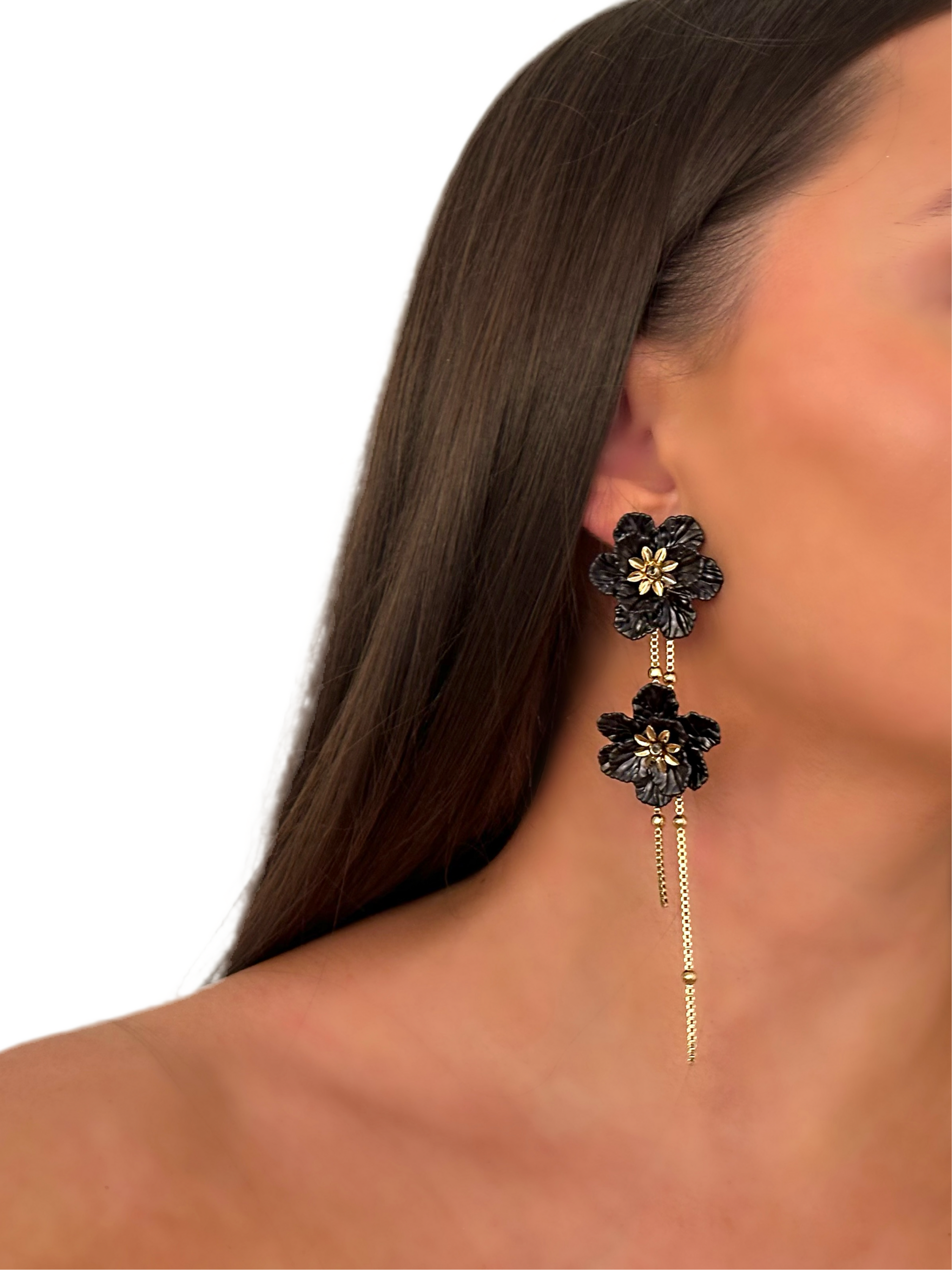 Boucle d’oreille bloom noir