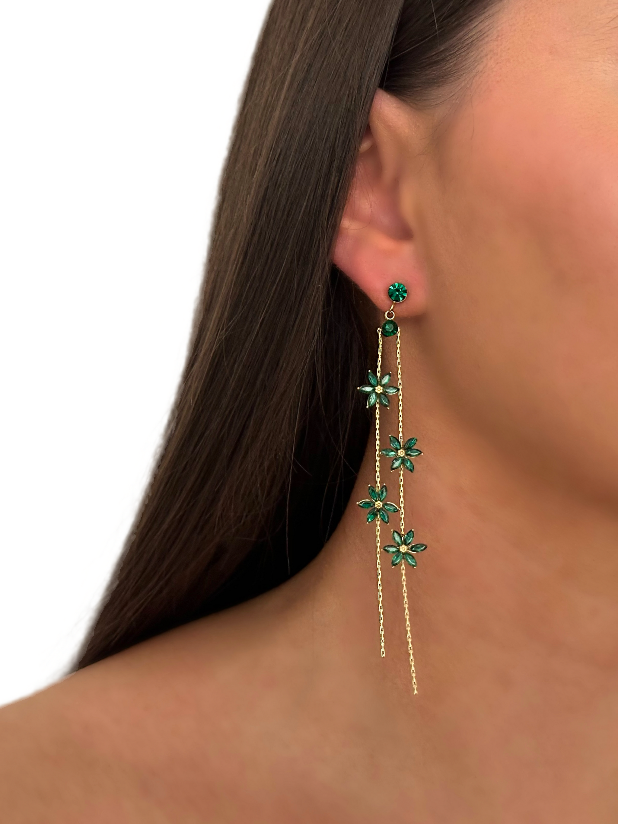Green Flowers Earrings 