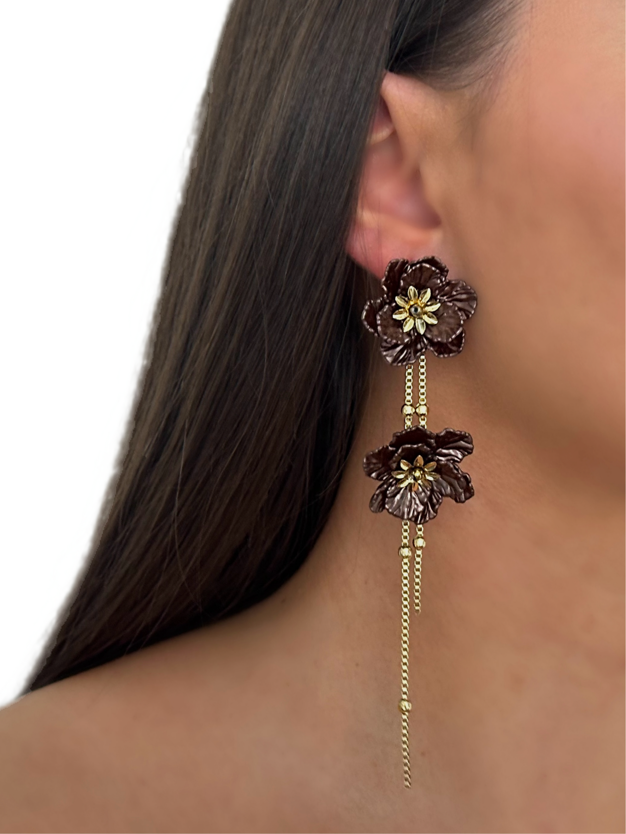 Boucles d’oreilles Bloom marron