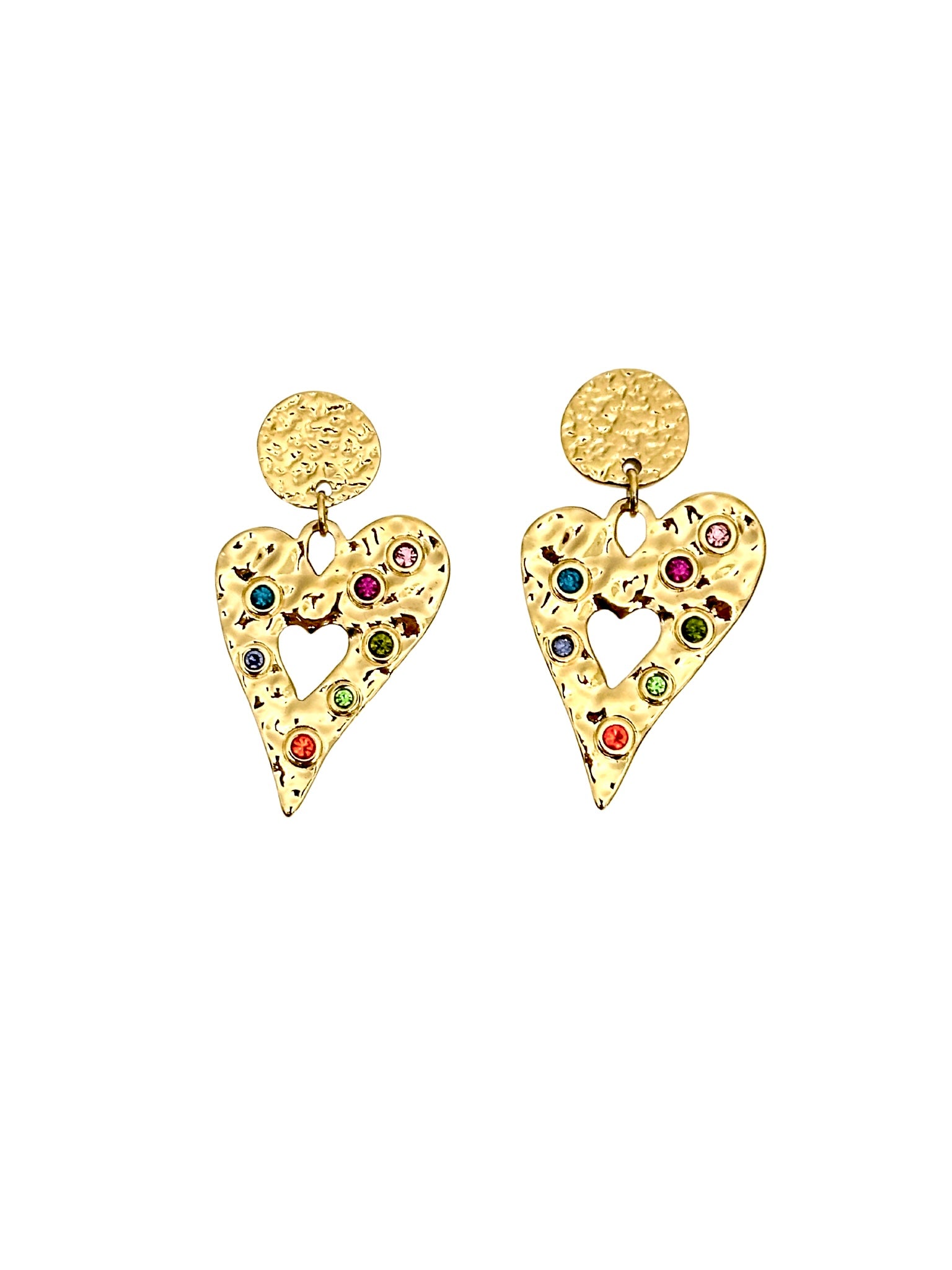 Boucles d'oreilles cœur avec émeraude